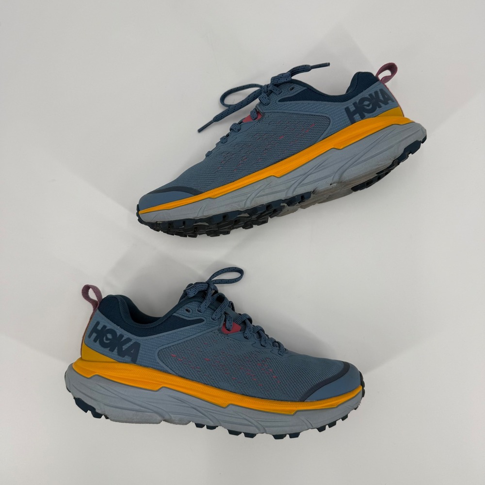 Hoka Challenger ART 6 Blue Yellow Gray Trail Running Shoes Women Size 7.5 B - Picture 2 of 12